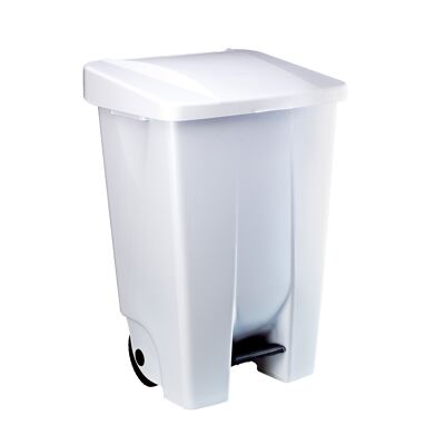 Waste container with Selective pedal 80 liters. White color.