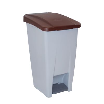 Waste container with Selective pedal 60 liters. Brown color.