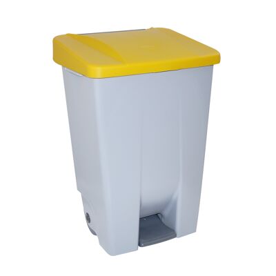 Waste container with Selective pedal 80 liters. Yellow color.