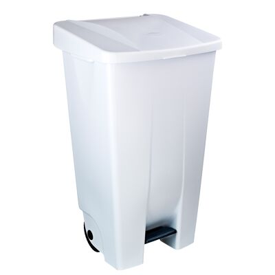 Waste container with Selective pedal 120 liters. White color.