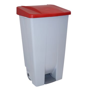 Conteneur à déchets avec pédale sélective 120 litres. Couleur rouge. 1
