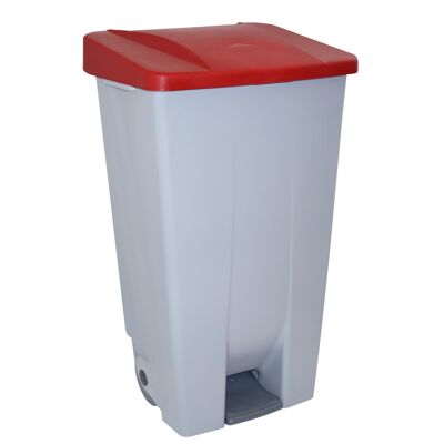 Abfallbehälter mit Selektivpedal 120 Liter. Rote Farbe.