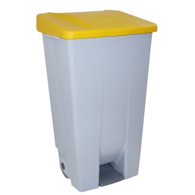 Waste container with Selective pedal 120 liters. Yellow color.