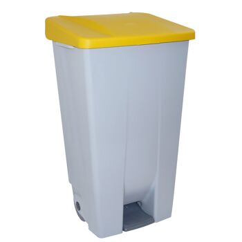 Conteneur à déchets avec pédale sélective 120 litres. Couleur jaune. 1