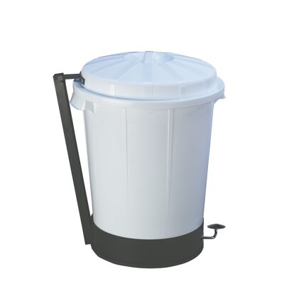 Goliath bucket 70 liters with pedal. White professional container.