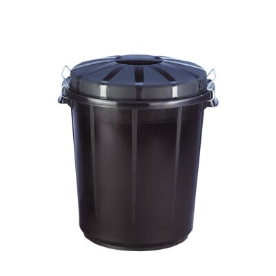 70 liter industrial bucket with lid. Color Black.