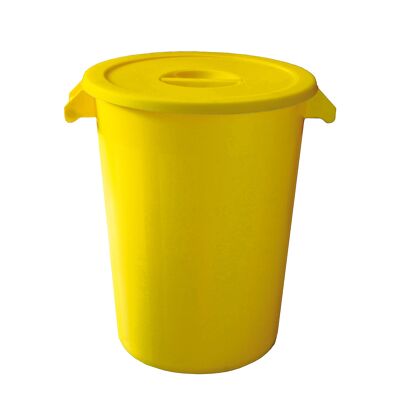 100 liter industrial bucket with lid. Yellow color.