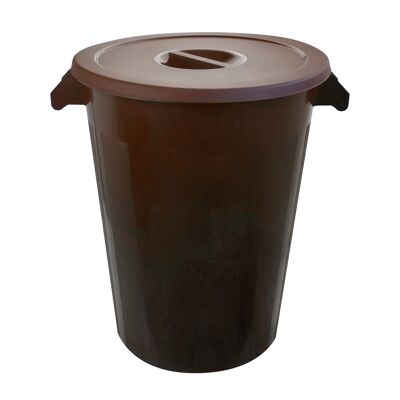 100 liter industrial bucket with lid. Brown color.