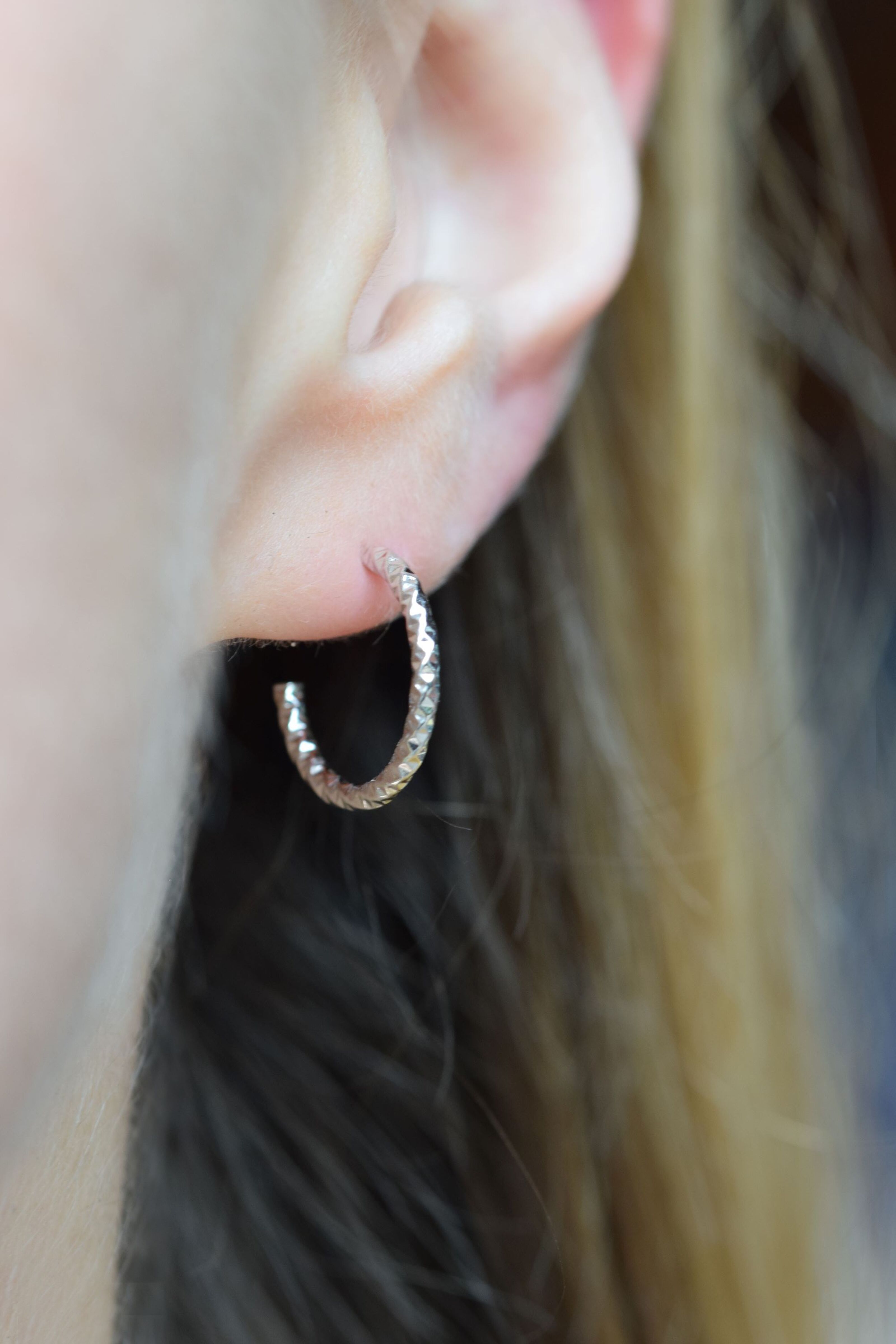 silver sterling earrings, hammered - 925 earrings wholesale Plain Buy hoop