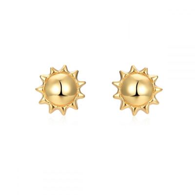 Sonne Ohrringe, 925 Sterling Silber Ohrringe 5mm - vergoldet