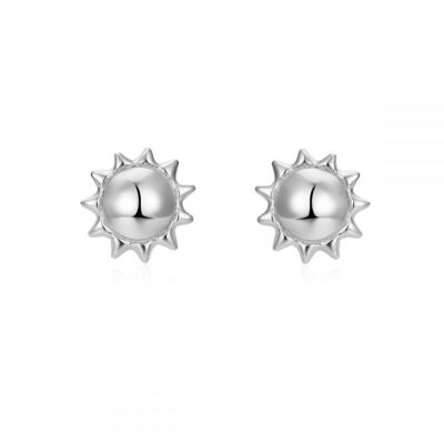 Sonne Ohrringe, 925 Sterling Silber Ohrringe 5mm - silber