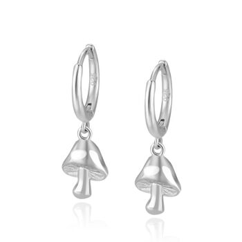 Boucles d'oreilles créoles champignon, boucles d'oreilles en argent sterling 925 - argent 1