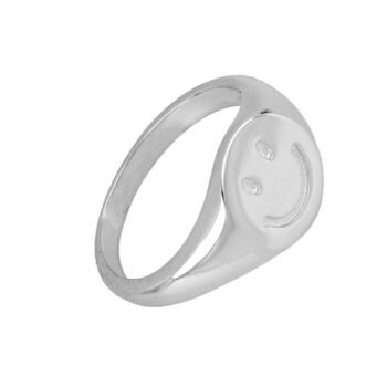 Chevalière Smiley, bague en argent sterling 925 - argent - US6/12 1