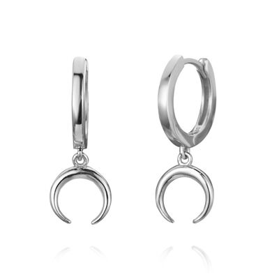 MOON HOOPS, 925 Sterling Silber Ohrringe 11mm - silber