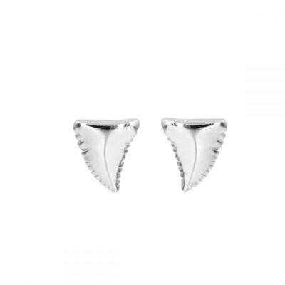 SHARK TOOTH OHRSTECKER, 925 Sterling Silber Ohrringe 6,6mm - silber