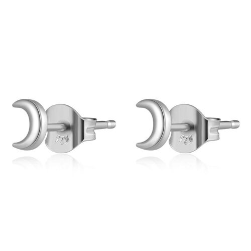 MOON OHRSTECKER, 925 Sterling Silber Ohrringe 5mm - silber