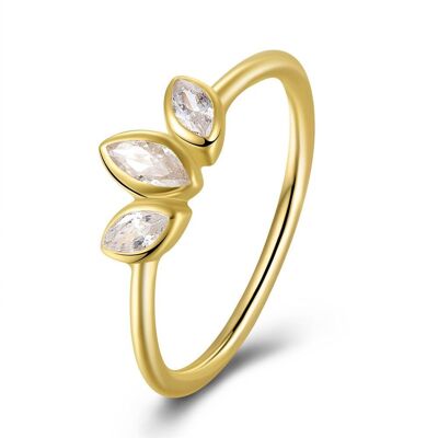 BLOSSOM WHITE RING, 925 Sterling Silber Ring - vergoldet - 15.7/US5