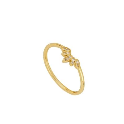 CROWN RING, 925 Sterling Silber Ring - vergoldet - 15.7/US5