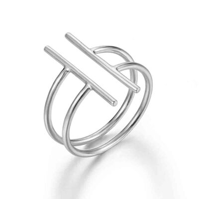 OFFENER BAR RING,  925 Sterling Silber Ring - silber - US10