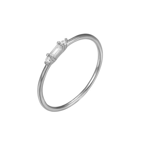 BAGUETTE RING, 925 Sterling Silber, Ring mit Zirkon - silber - US10