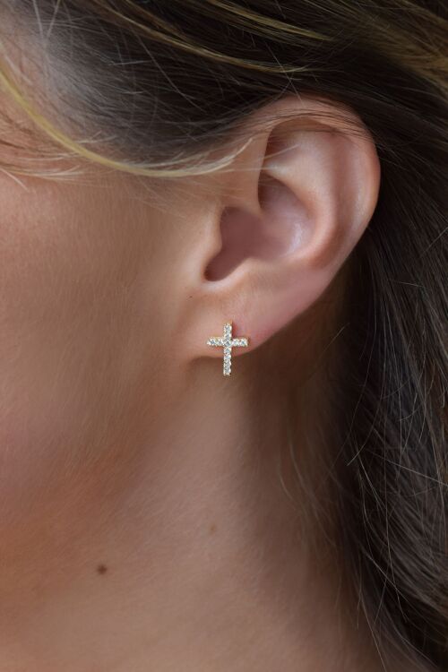 CROSS EARRINGS - rose gold