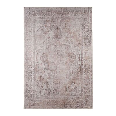 Alara distressed ornamental designer rug in Blush, Exclusively designed  by Textured Lives, Size 160cm x 230 cm woven rug in blush , pink and natural tones.