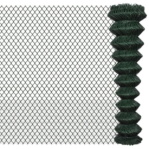vidaXL Chain Link Fence Steel 2x15 m Green