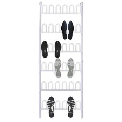 White Steel Shoe Rack for 18 Pairs of Shoes