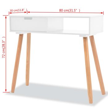 vidaXL Table console Pin massif 80 x 30 x 72 cm Blanc 6