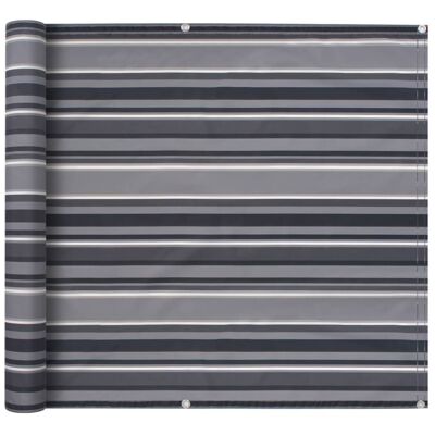 vidaXL Balcony Screen Oxford Fabric 75x400 cm Stripe Grey