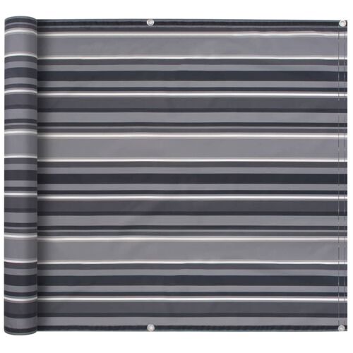 vidaXL Balcony Screen Oxford Fabric 90x600 cm Stripe Grey