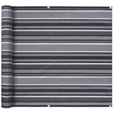 vidaXL Balcony Screen Oxford Fabric 90x600 cm Stripe Grey