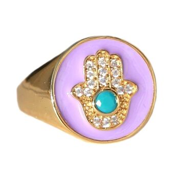 Bague hamsa lilas 2