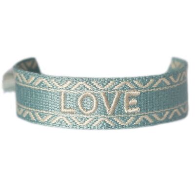 Geweven armband love sea green