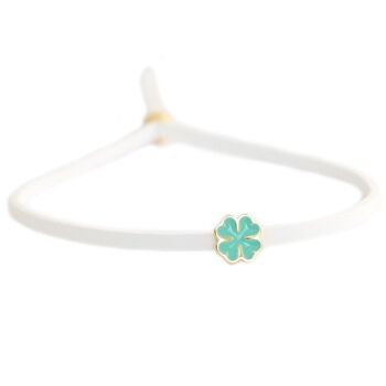 Bracelet trèfle blanc menthe 1