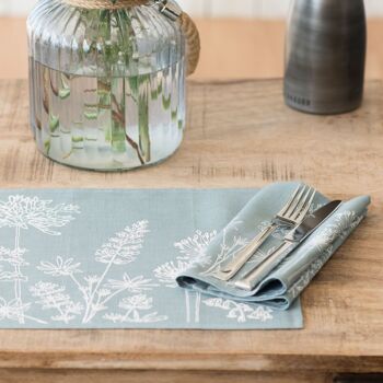 Sets de Table en Lin Pure Linen Garden Design - Bleu Oeuf de Canard 4