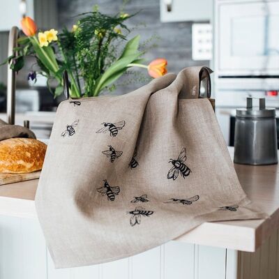 Linen Tea Towel - Bee