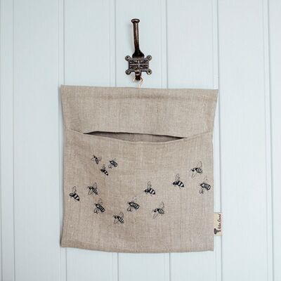 Bee Peg Bag Pure Linen Hand Printed