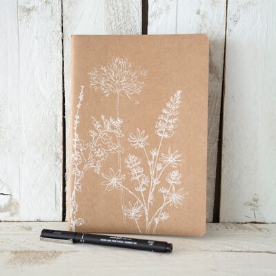 Diario y cuaderno de bocetos con estampado floral