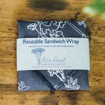 Emballage sandwich en lin réutilisable - Jardin 5