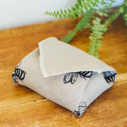 Reusable Linen Sandwich Wrap - Bee