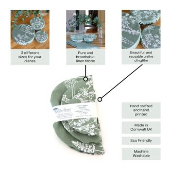 Housses de bol en lin réutilisables pour jardin - Ensemble de 3 4