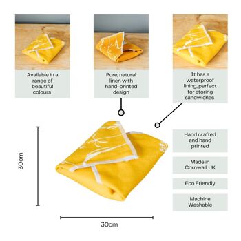 Emballage sandwich en lin réutilisable - Haie 4