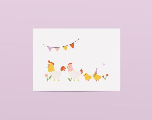 Card Chicken Birthday Party Flowers