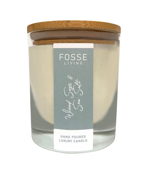 Wood Sage & Sea Salt Highly Scented & Long Lasting Candle in Glass Jar: Natural Coconut & Soy Wax
