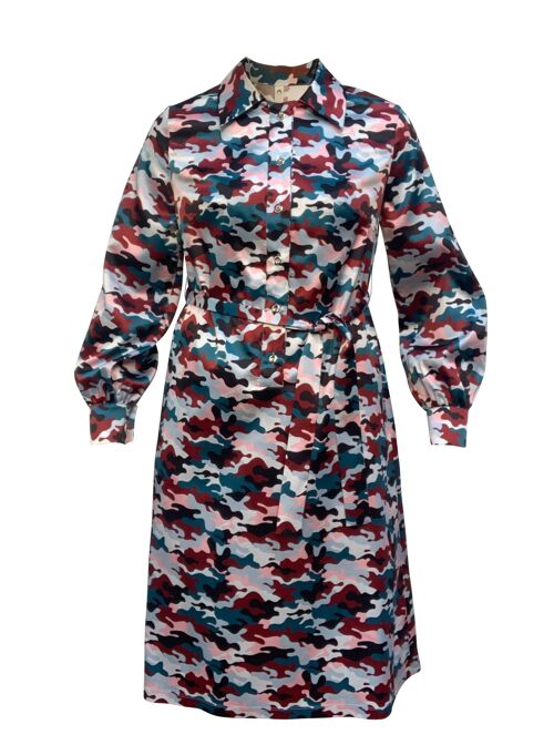 Elama - Sunset Camo Print Shirt Dress