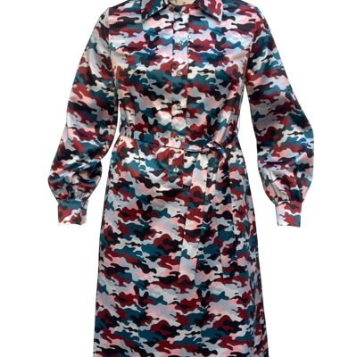 Elama - Sunset Camo Print Shirt Dress