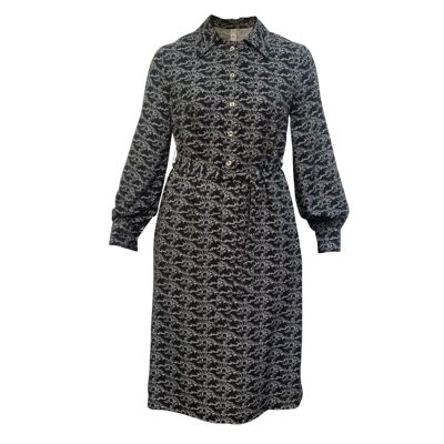 Elama - Linear Print Long Sleeve Shirt Dress