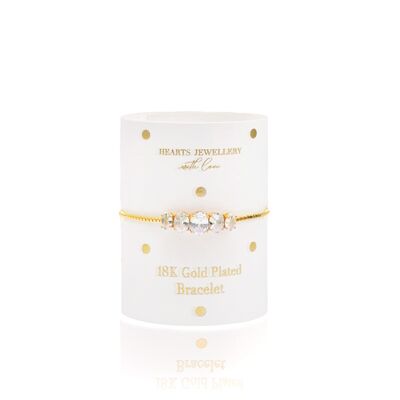 18K Gold Plated 4 Stone Toggle Bracelet