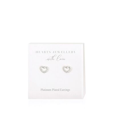 Platinum Plated Cubic Zirconia Heart Earrings